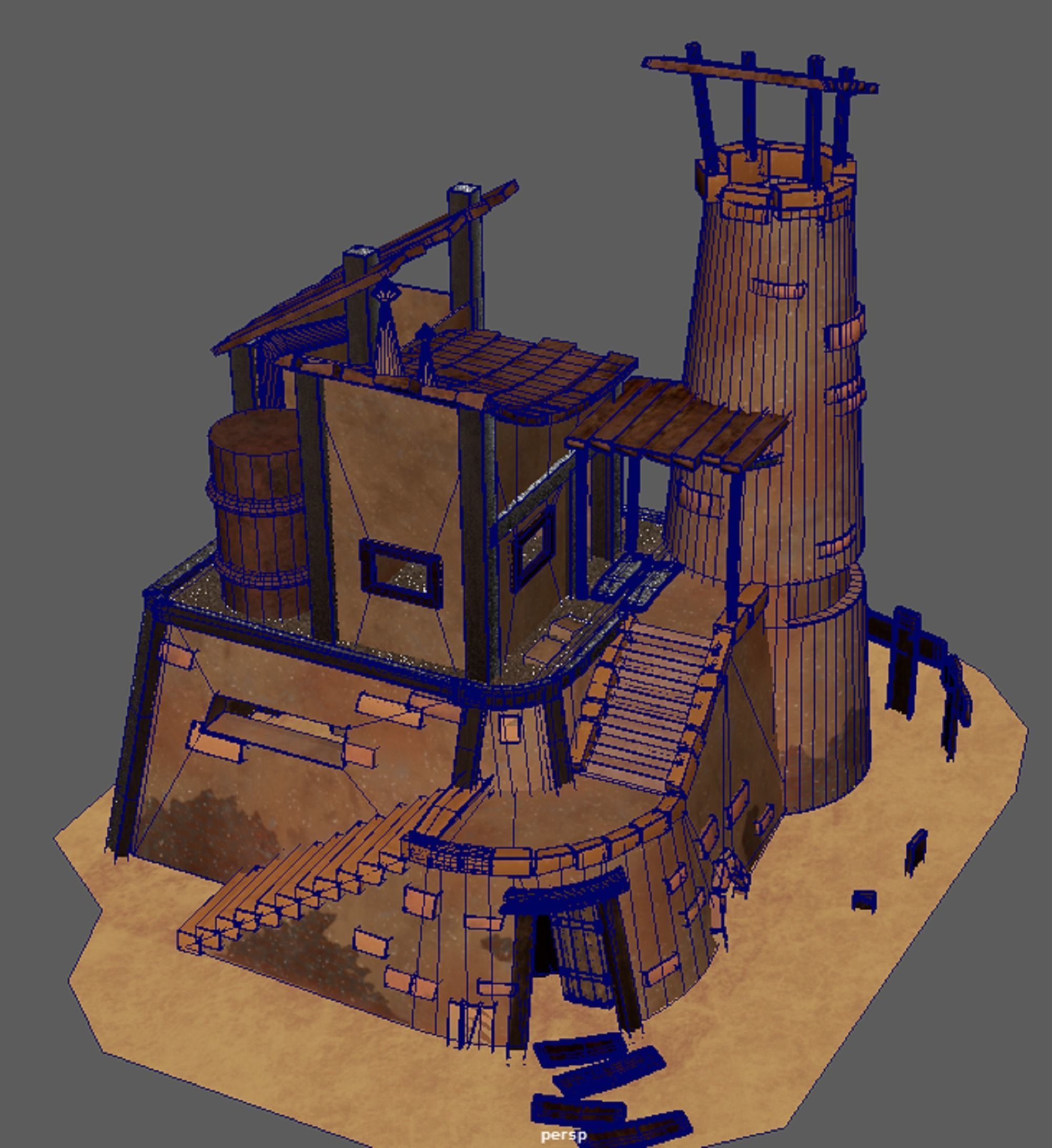 A Stylised House set in an Environment of Desert 3D model_27