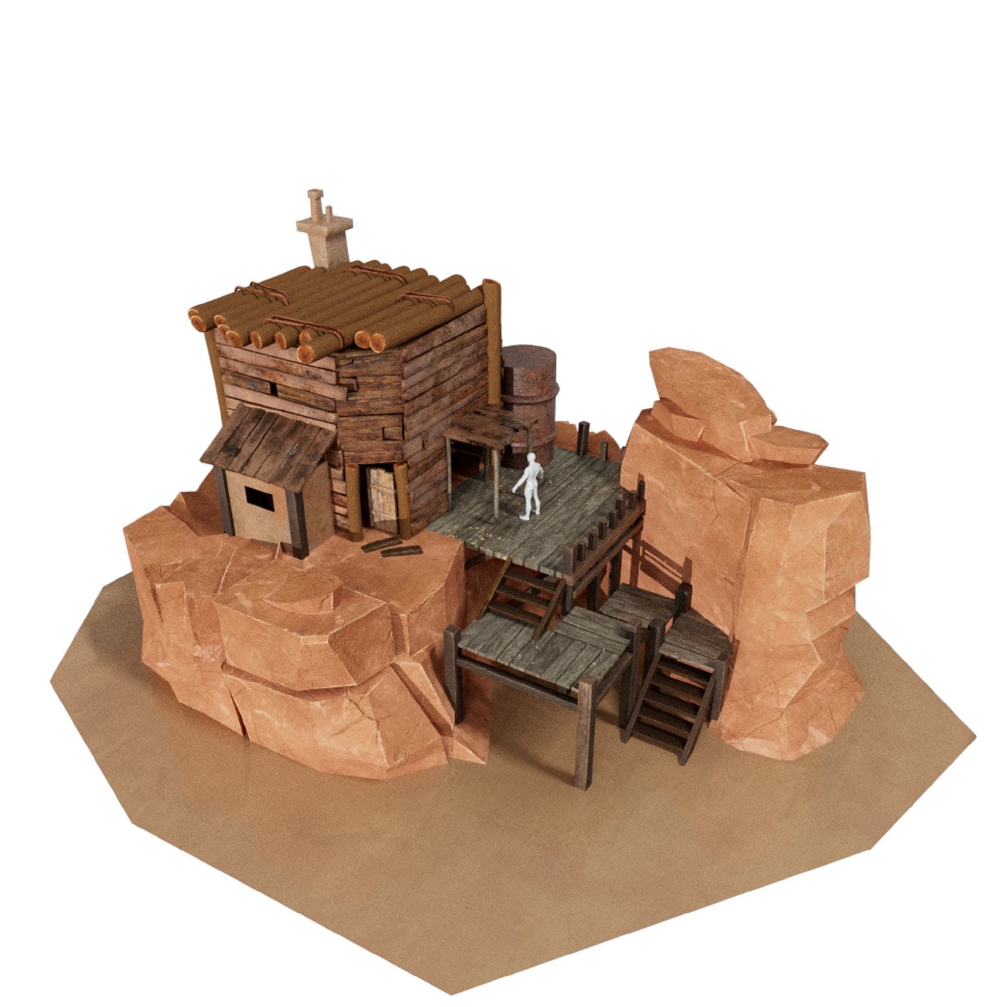 A Stylised House set in an Environment of Desert 3D model_18