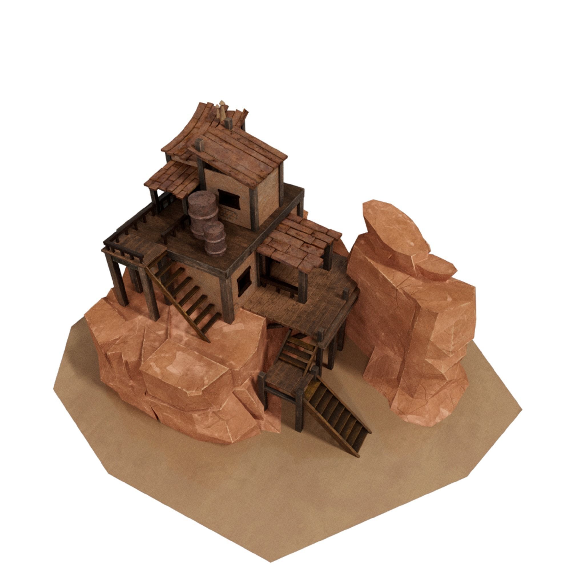 A Stylised House set in an Environment of Desert 3D model_9