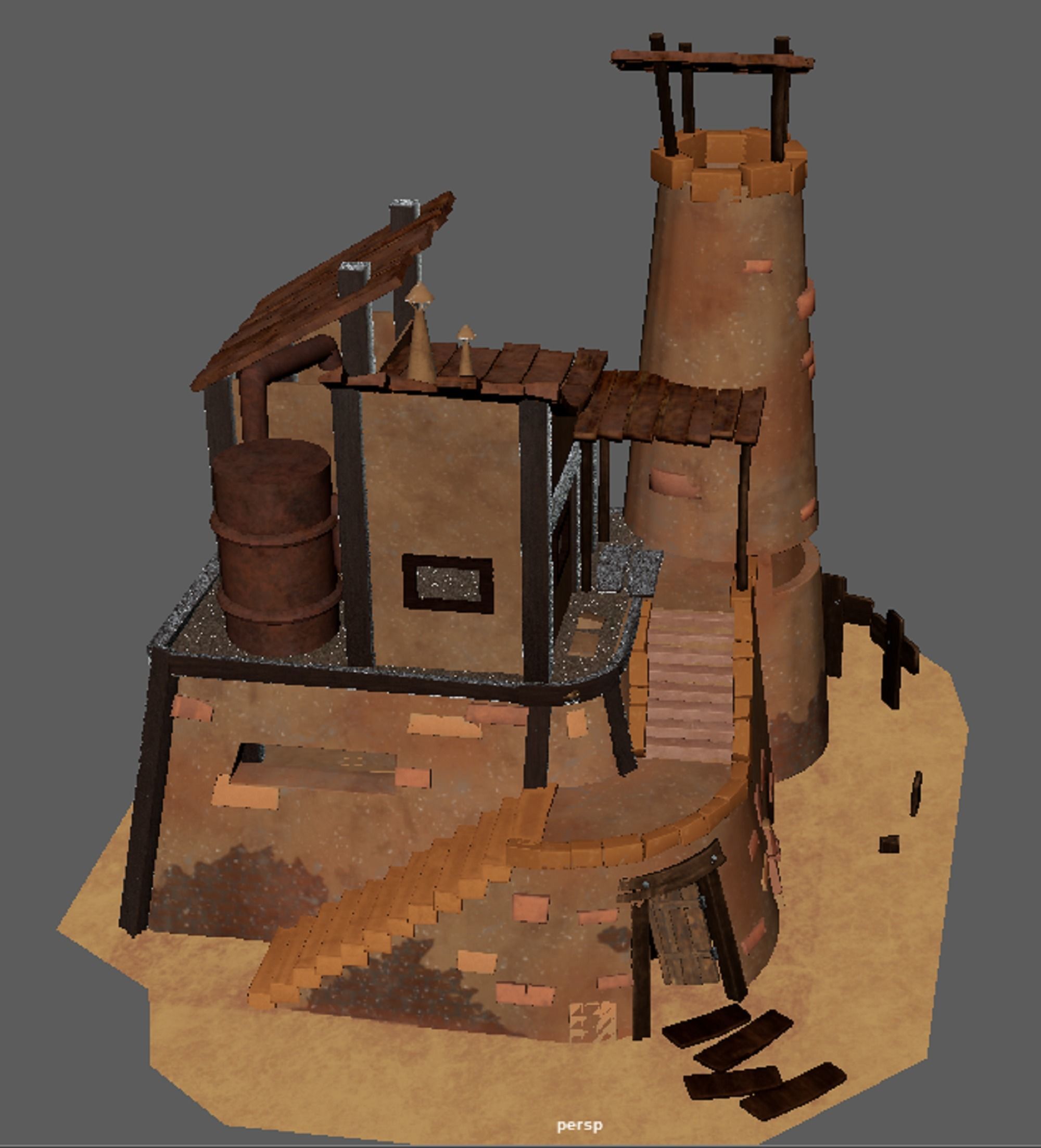 A Stylised House set in an Environment of Desert 3D model_14