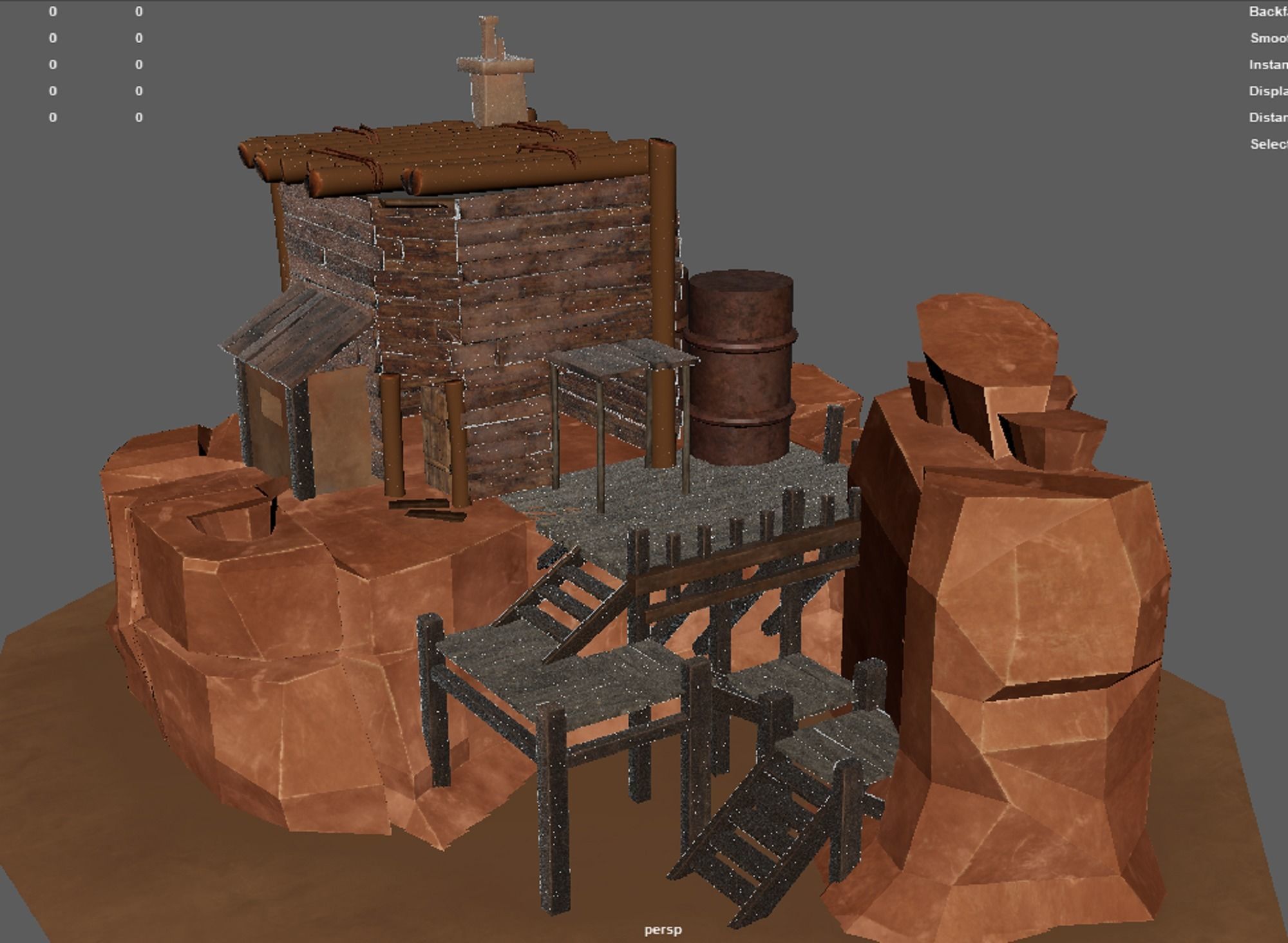 A Stylised House set in an Environment of Desert 3D model_21