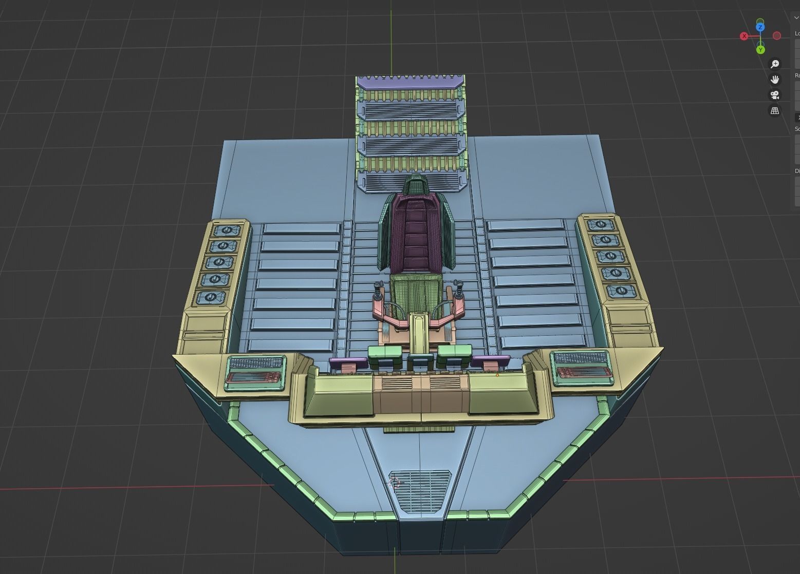Spaceship cockpit w Pilot seat Mid poly 3D model_7