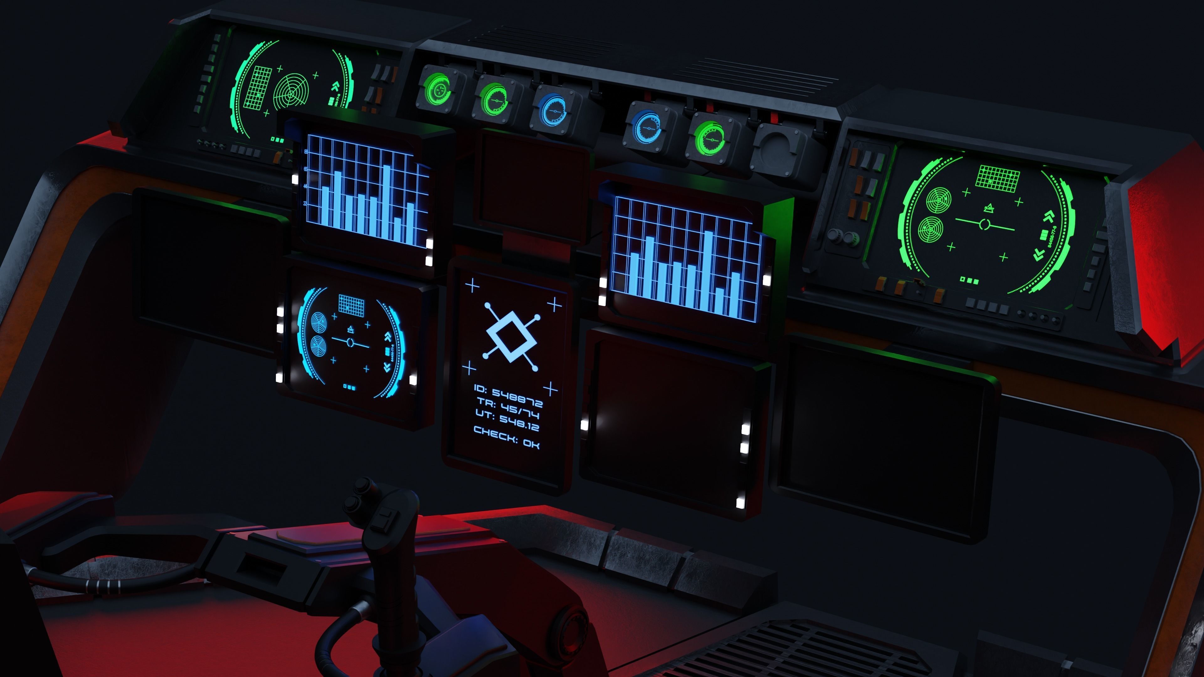 Spaceship cockpit w Pilot seat Mid poly 3D model_4