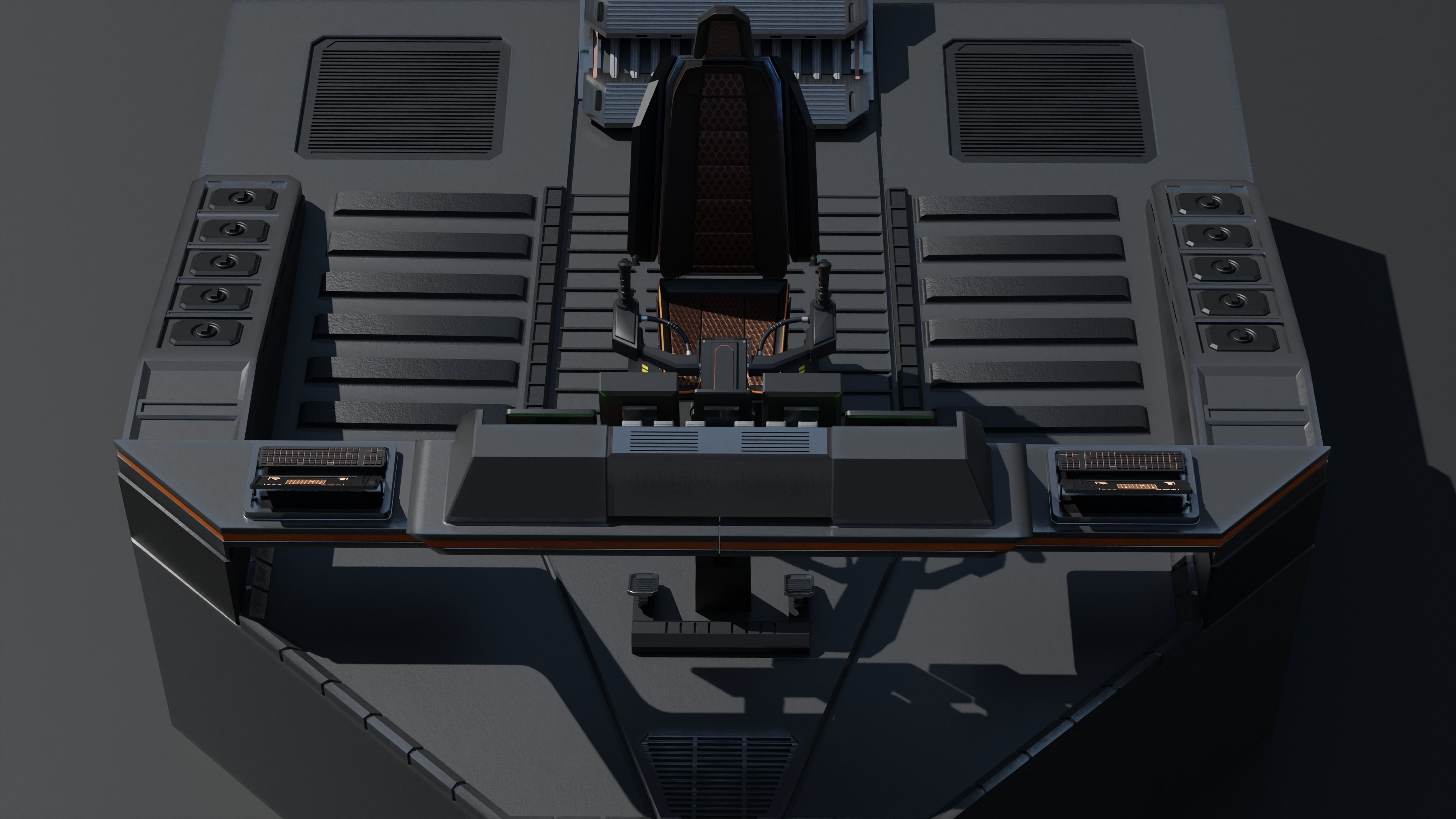 Spaceship cockpit w Pilot seat Mid poly 3D model_6
