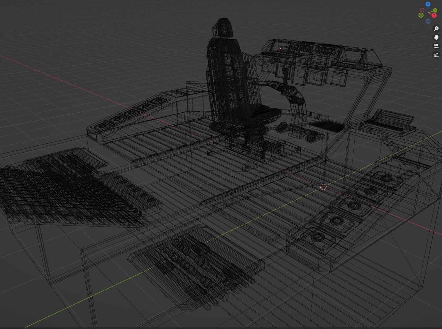 Spaceship cockpit w Pilot seat Mid poly 3D model_8