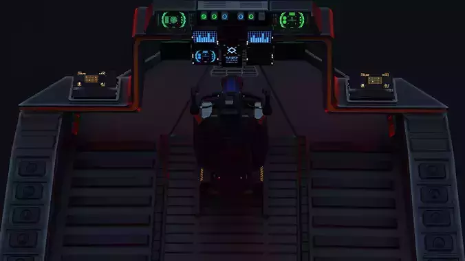 Spaceship cockpit w Pilot seat Mid poly