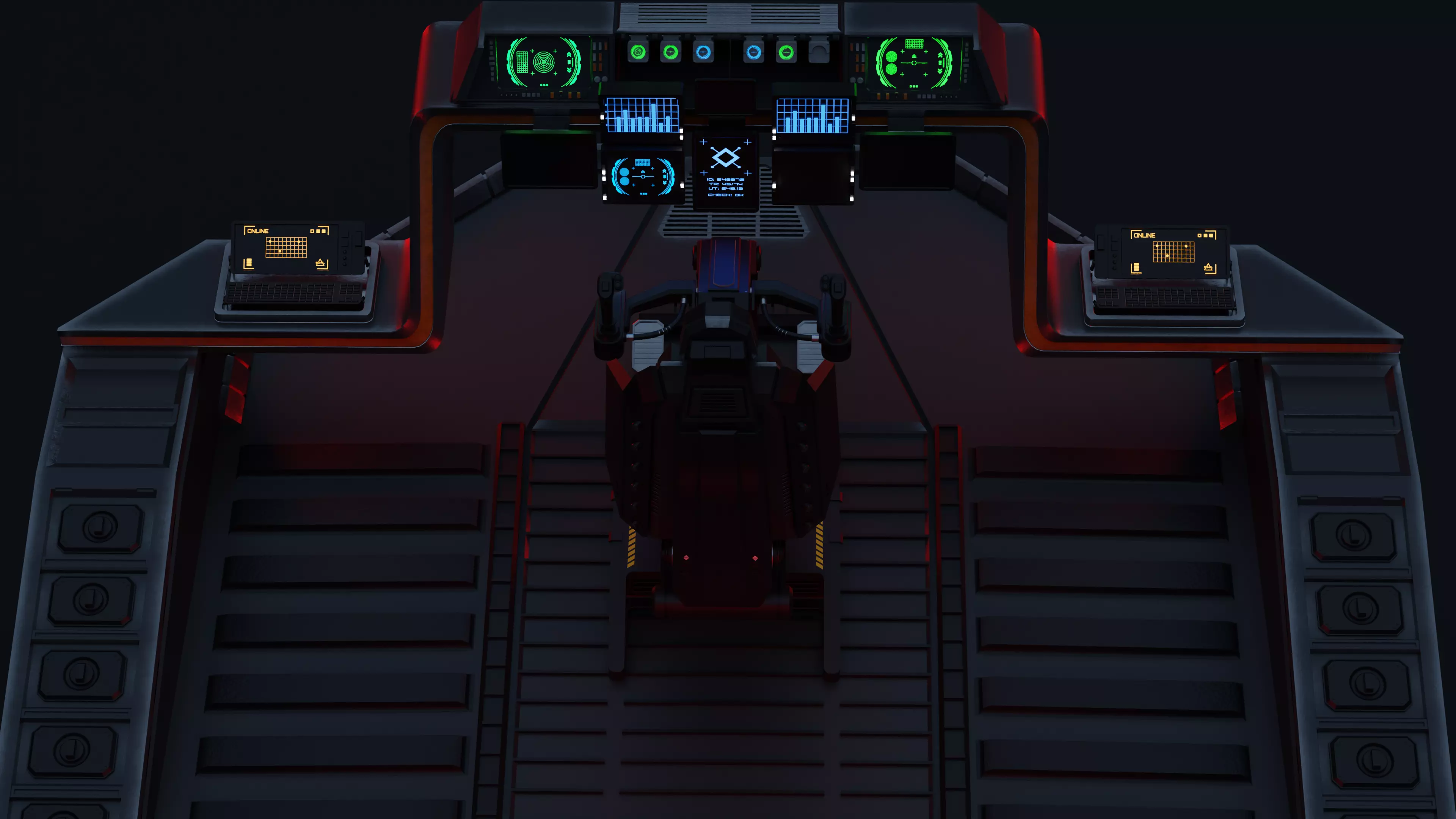 Spaceship cockpit w Pilot seat Mid poly 3D model_0
