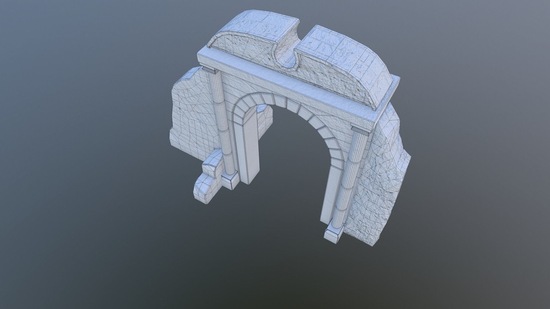 Ruined medieval gate Low-poly 3D model_17