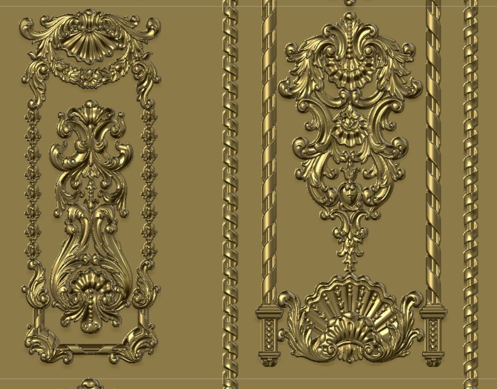 European Neoclassical Pattern Villa Door 3D print model_11
