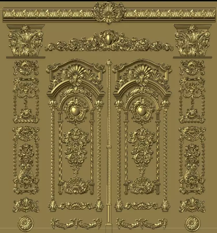European Neoclassical Pattern Villa Door 3D print model_0
