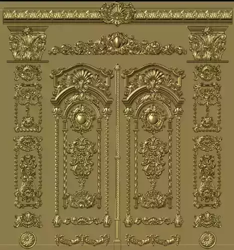 European Neoclassical Pattern Villa Door 3D print model