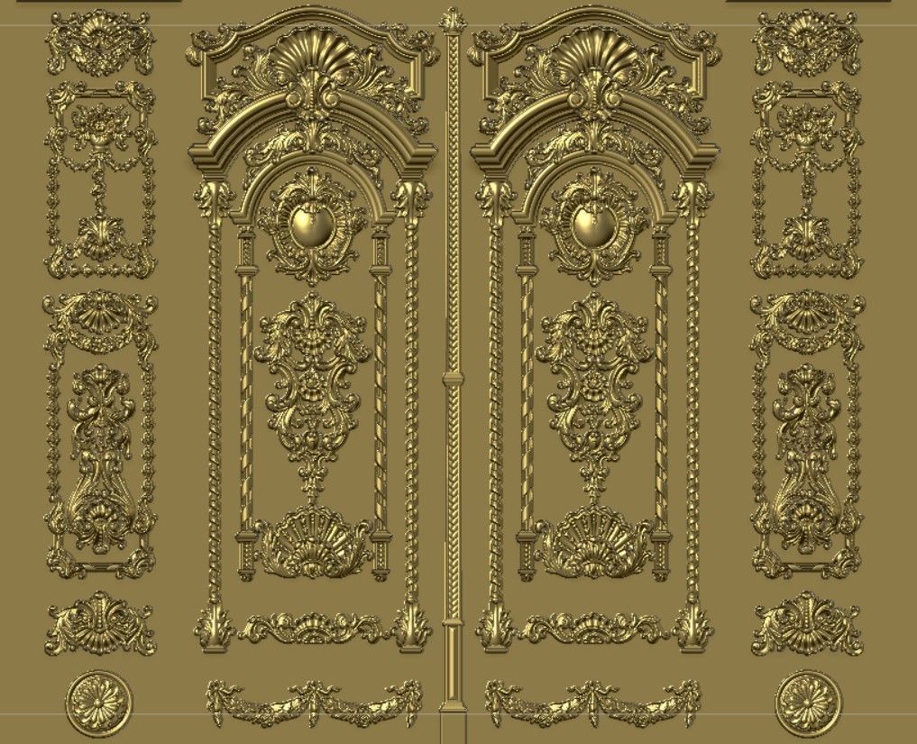 European Neoclassical Pattern Villa Door 3D print model_13