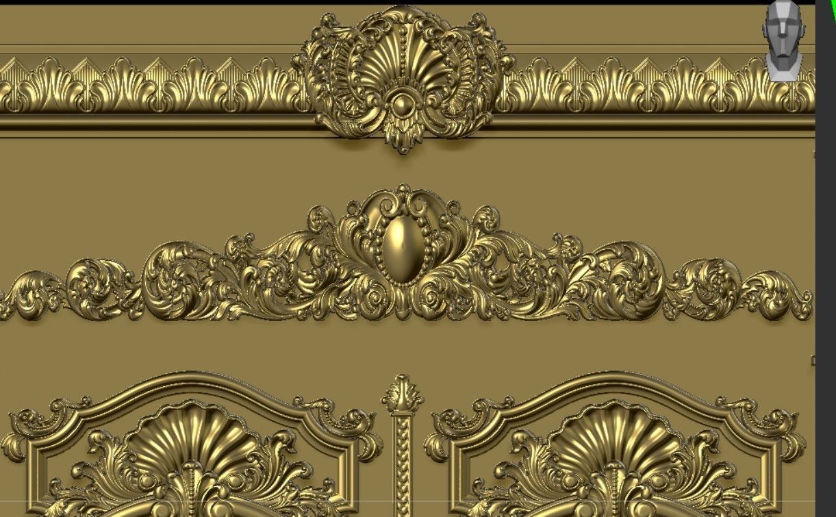 European Neoclassical Pattern Villa Door 3D print model_5