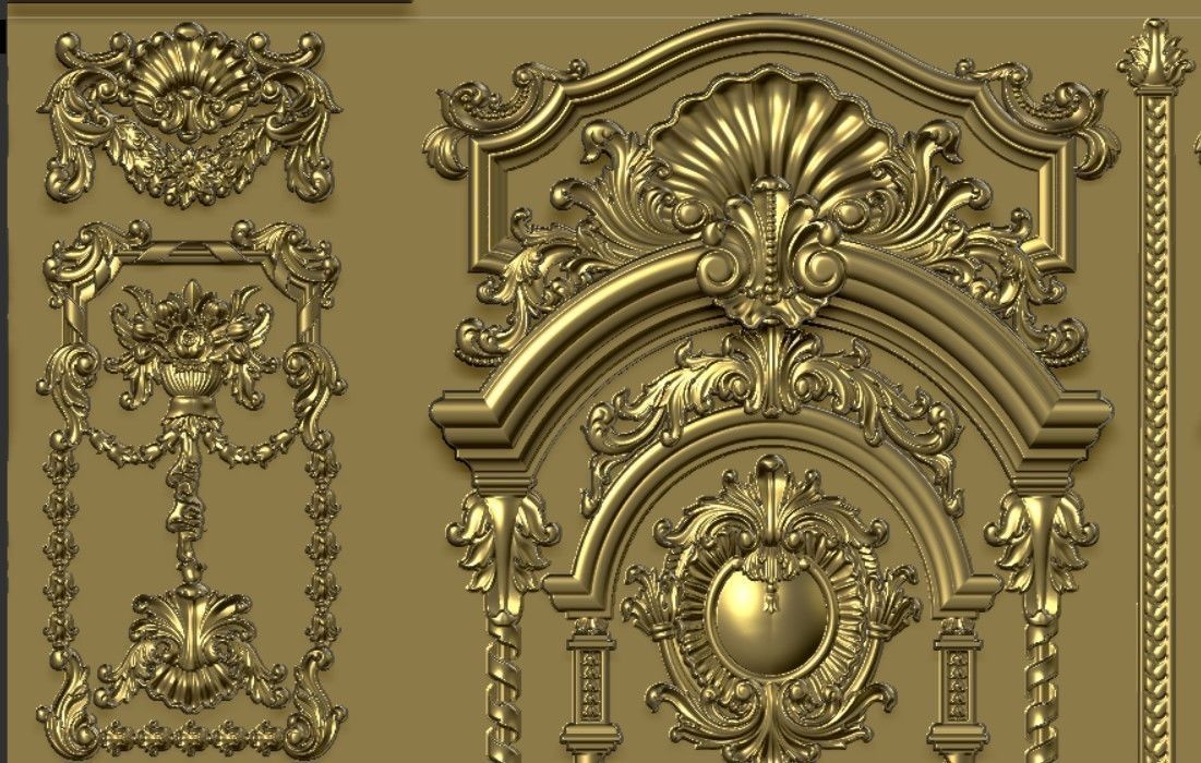 European Neoclassical Pattern Villa Door 3D print model_10