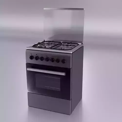 Metal and Steel Kitchen Oven interior 3D model