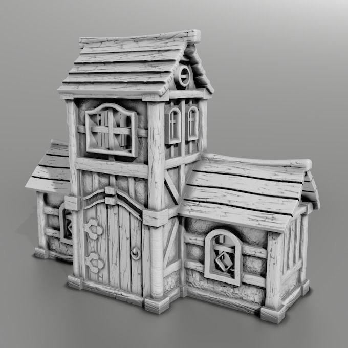 medieval house 3D print model_2