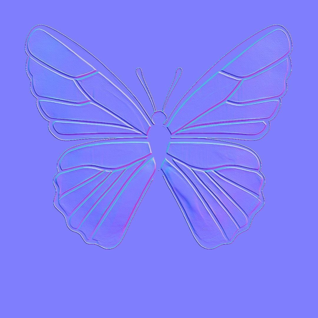 Pack of butterflies in six different colors Low-poly 3D model_23