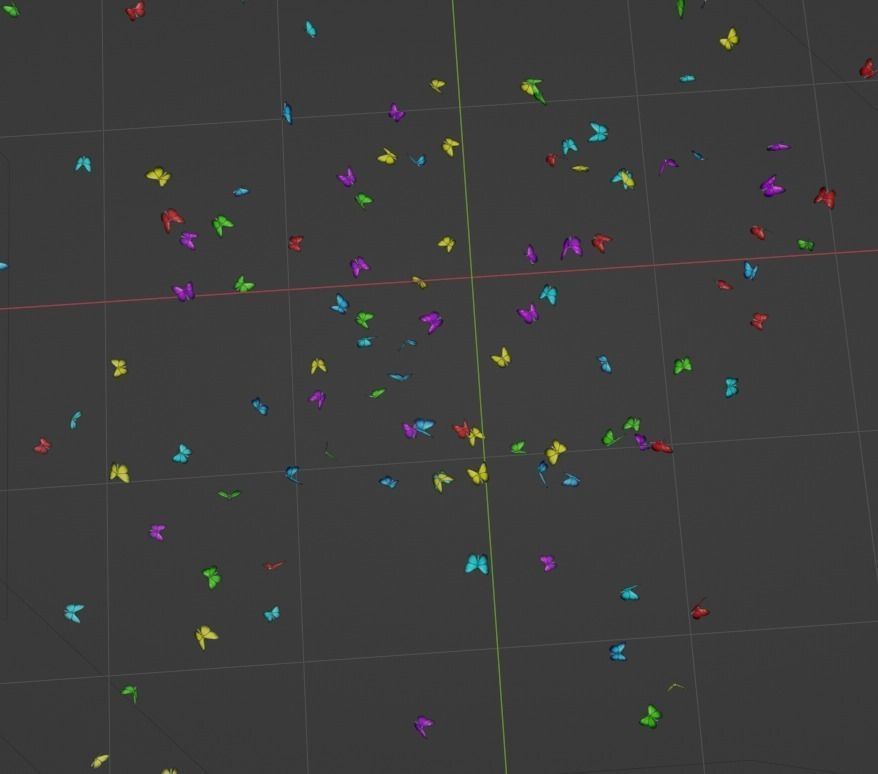 Pack of butterflies in six different colors Low-poly 3D model_2