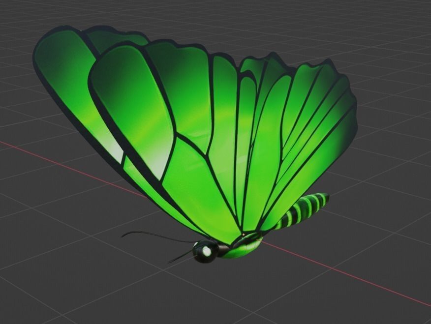 Pack of butterflies in six different colors Low-poly 3D model_4