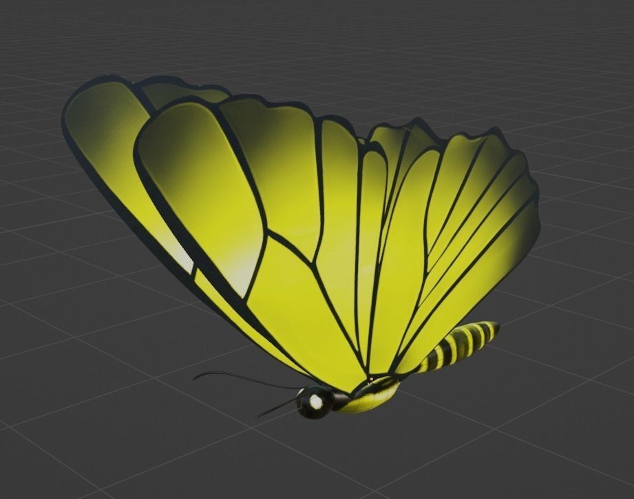 Pack of butterflies in six different colors Low-poly 3D model_8