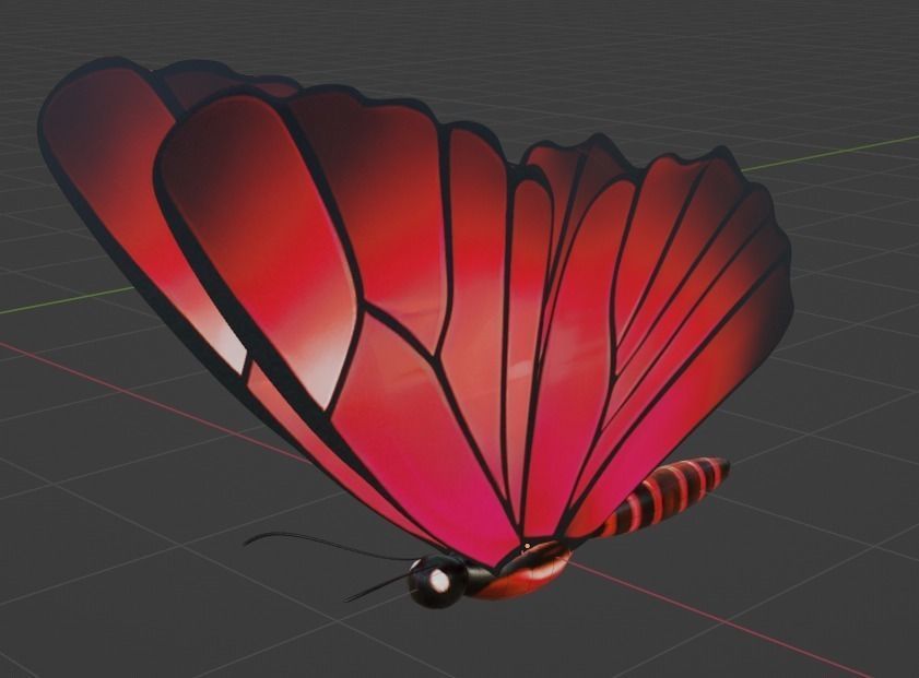 Pack of butterflies in six different colors Low-poly 3D model_7