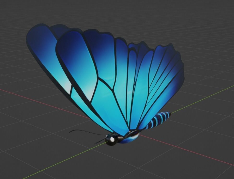 Pack of butterflies in six different colors Low-poly 3D model_6