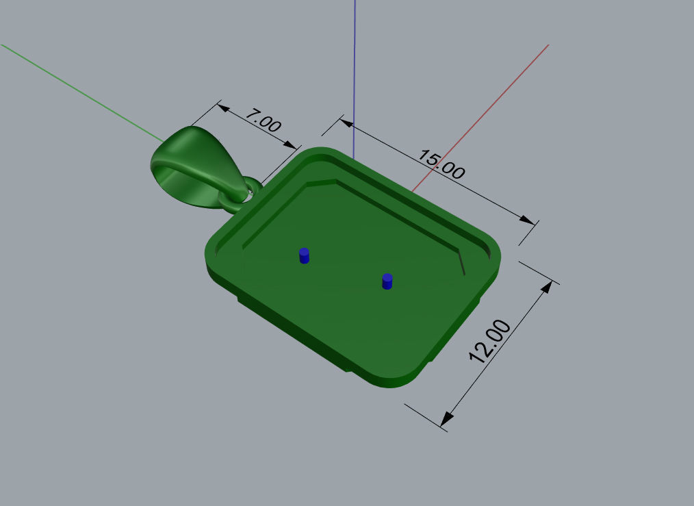 Pendant J dimensions of silver 3D print model_5