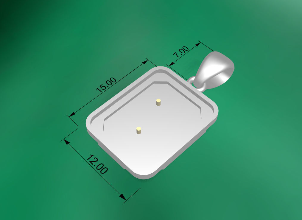 Pendant J dimensions of silver 3D print model_2