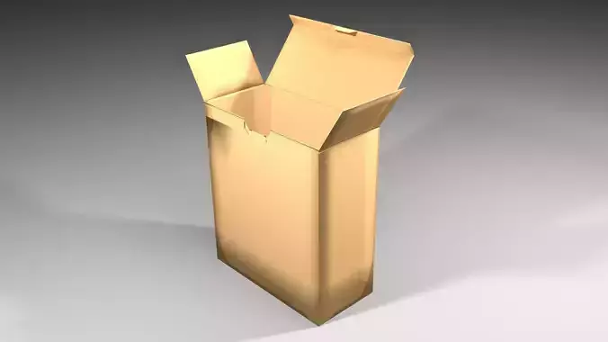 Cardboard Box - Rectangular High 3D model