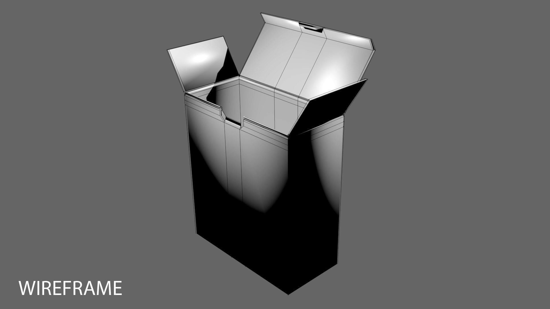 Cardboard Box - Rectangular High 3D model_3