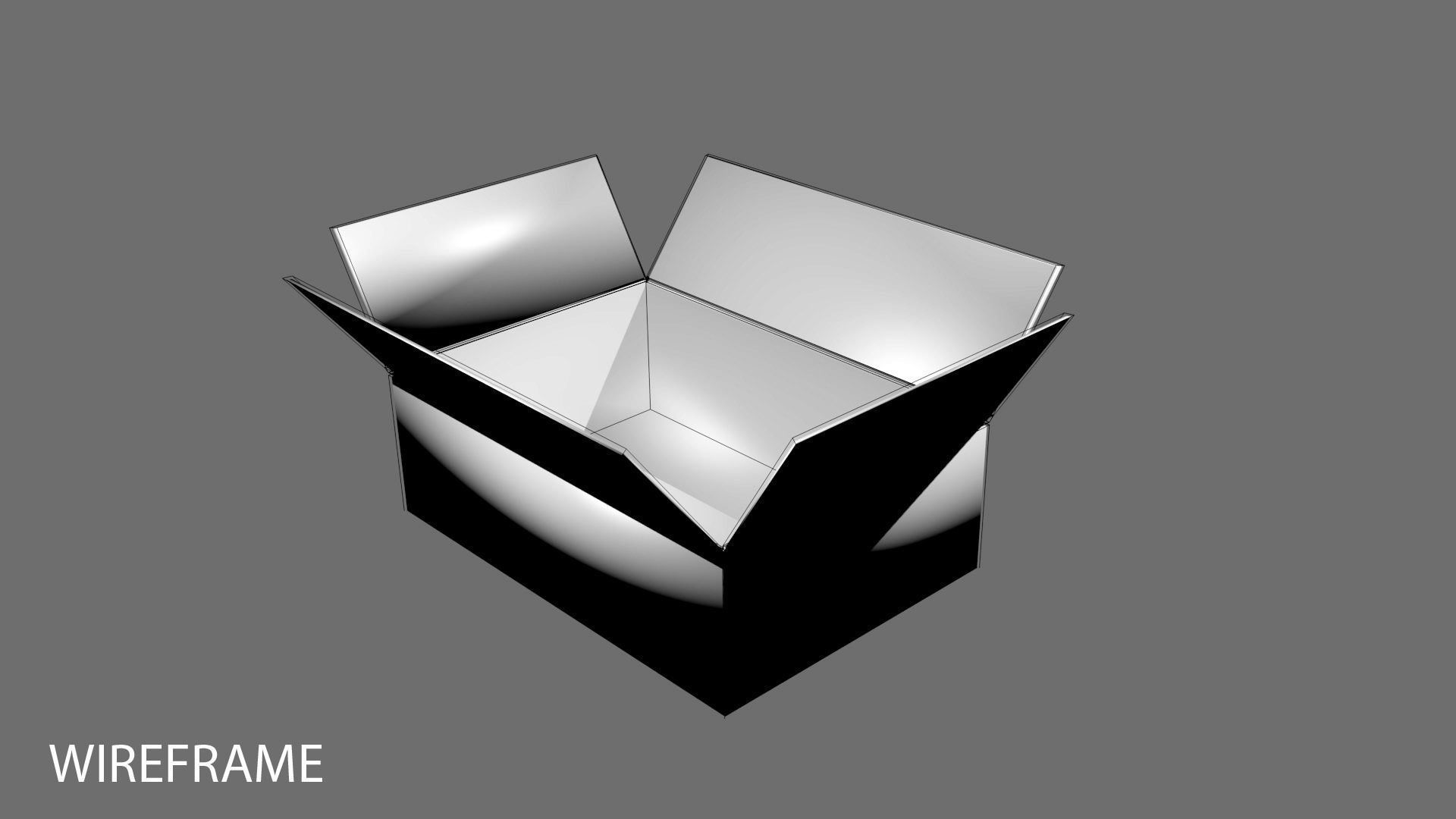 Cardboard Box - Rectangular Low 3D model_3