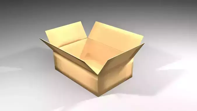 Cardboard Box - Rectangular Low 3D model
