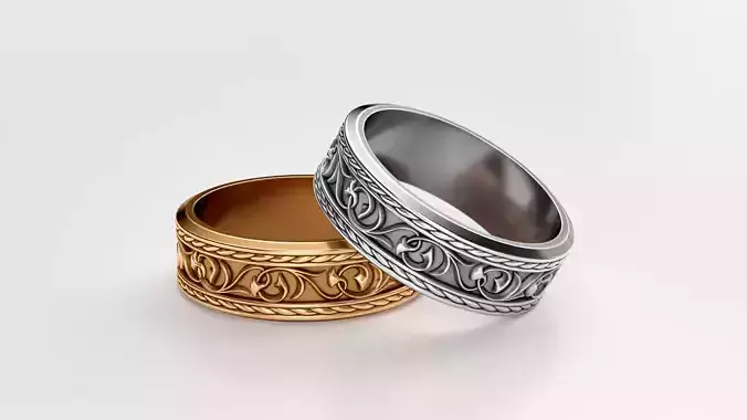 Wedding ring with ornament
