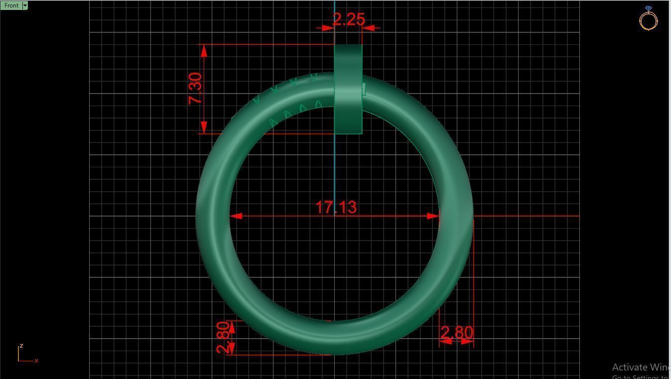 Ring M75 Women ring Size 6 75 US 3D print model_9