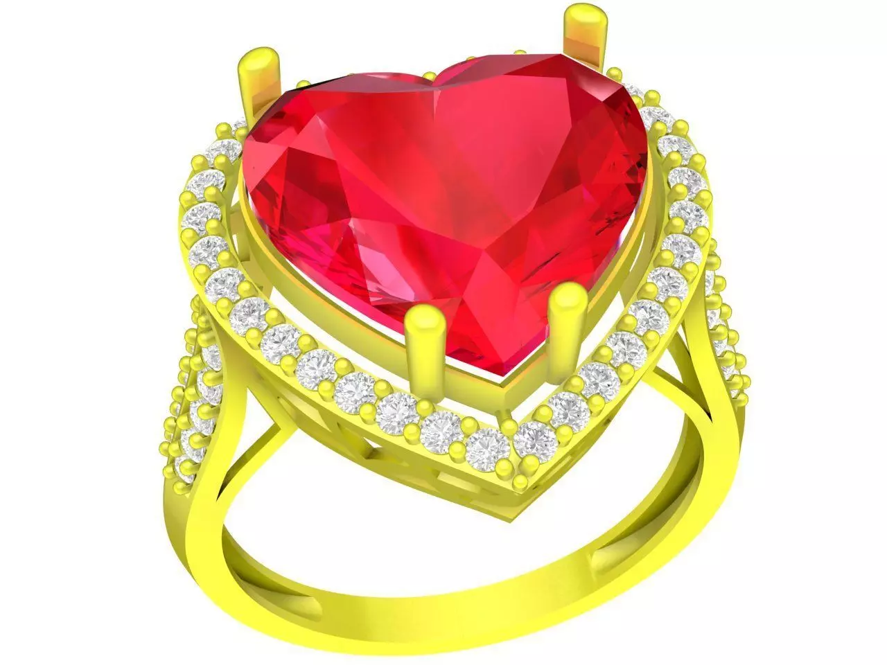 Luxury Heart Cut Halo Gemstone Ring 3D Model for Fine Jewel 4483 3D print model