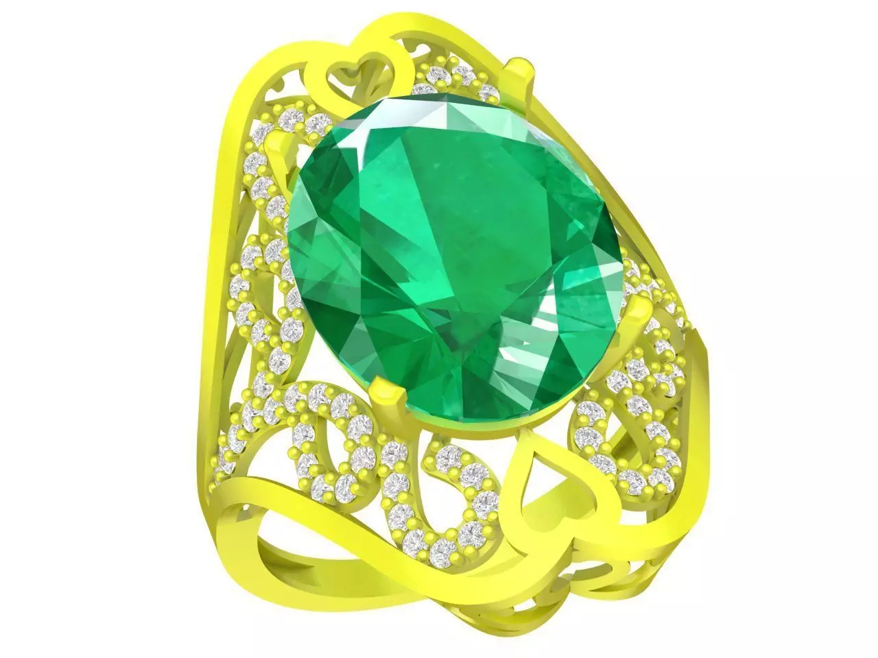 Luxury Oval Gemstone Filigree Ring 3D Model for Fine Jewelr 4484 3D print model