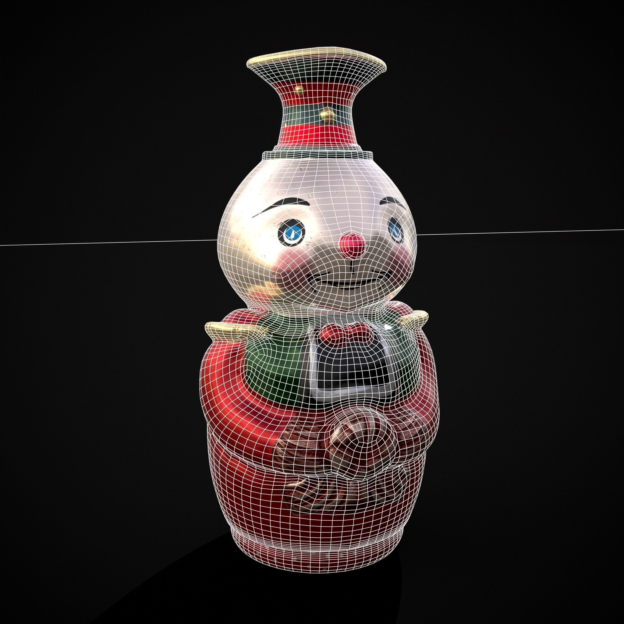 Old Tin Christmas Ornament Low-poly 3D model_2
