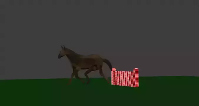 Animated horse and brick obstacle in blender Low-poly 3D model