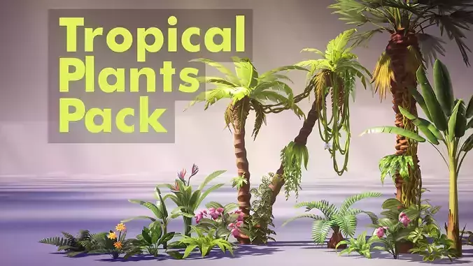 Tropical Plants Pack Low-poly 3D model