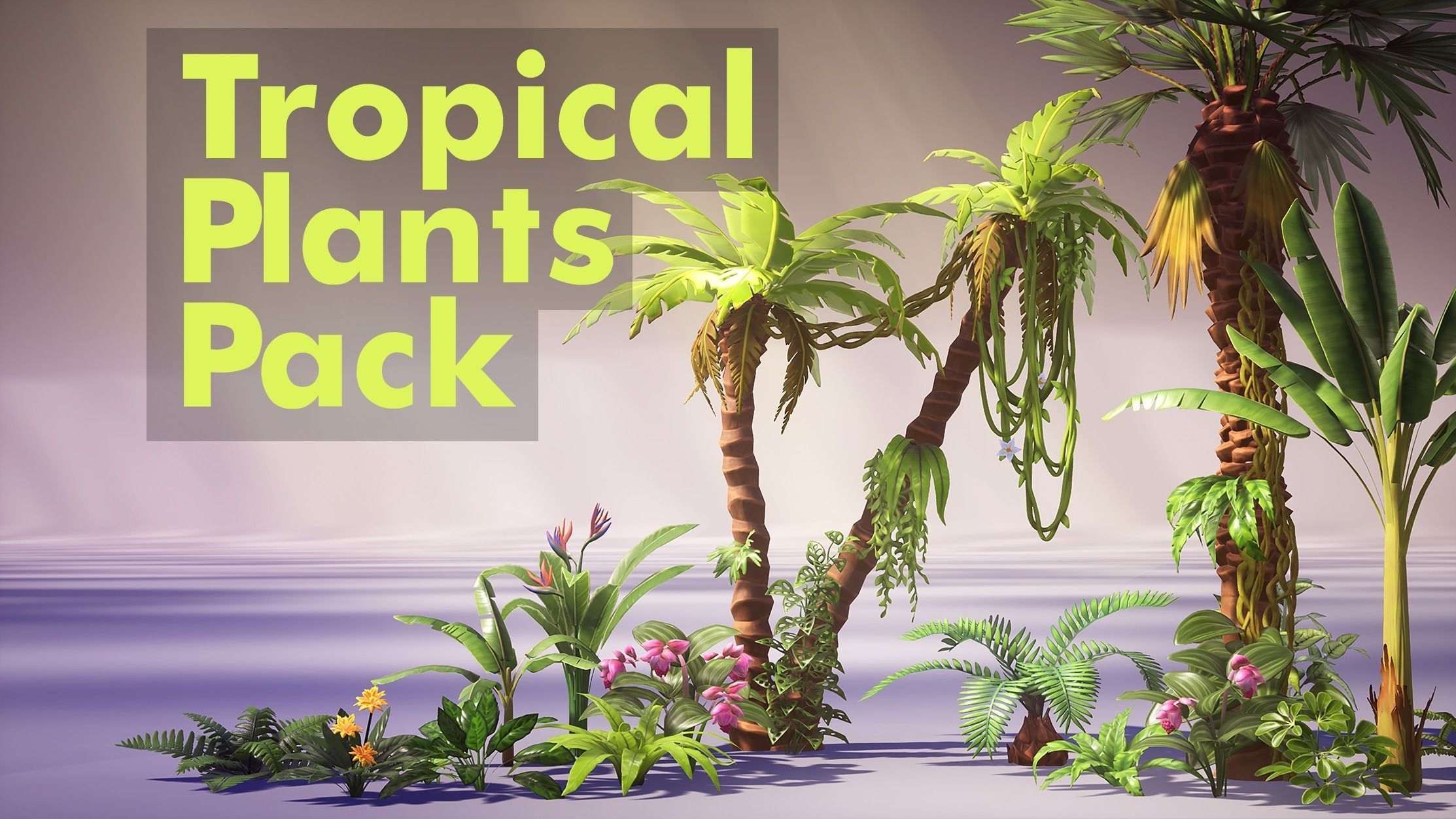 Tropical Plants Pack Low-poly 3D model_0