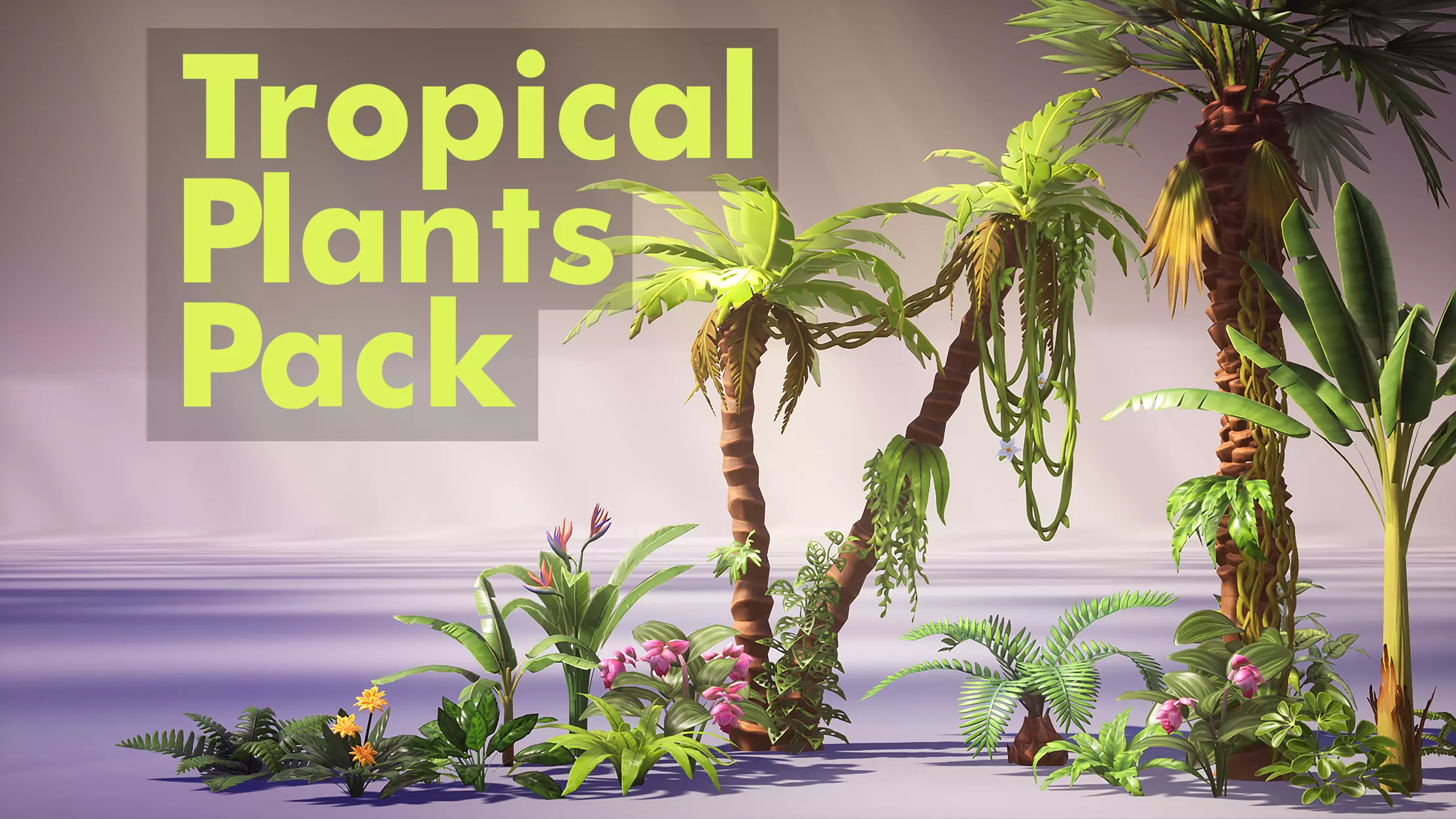Tropical Plants Pack Low-poly 3D model_0