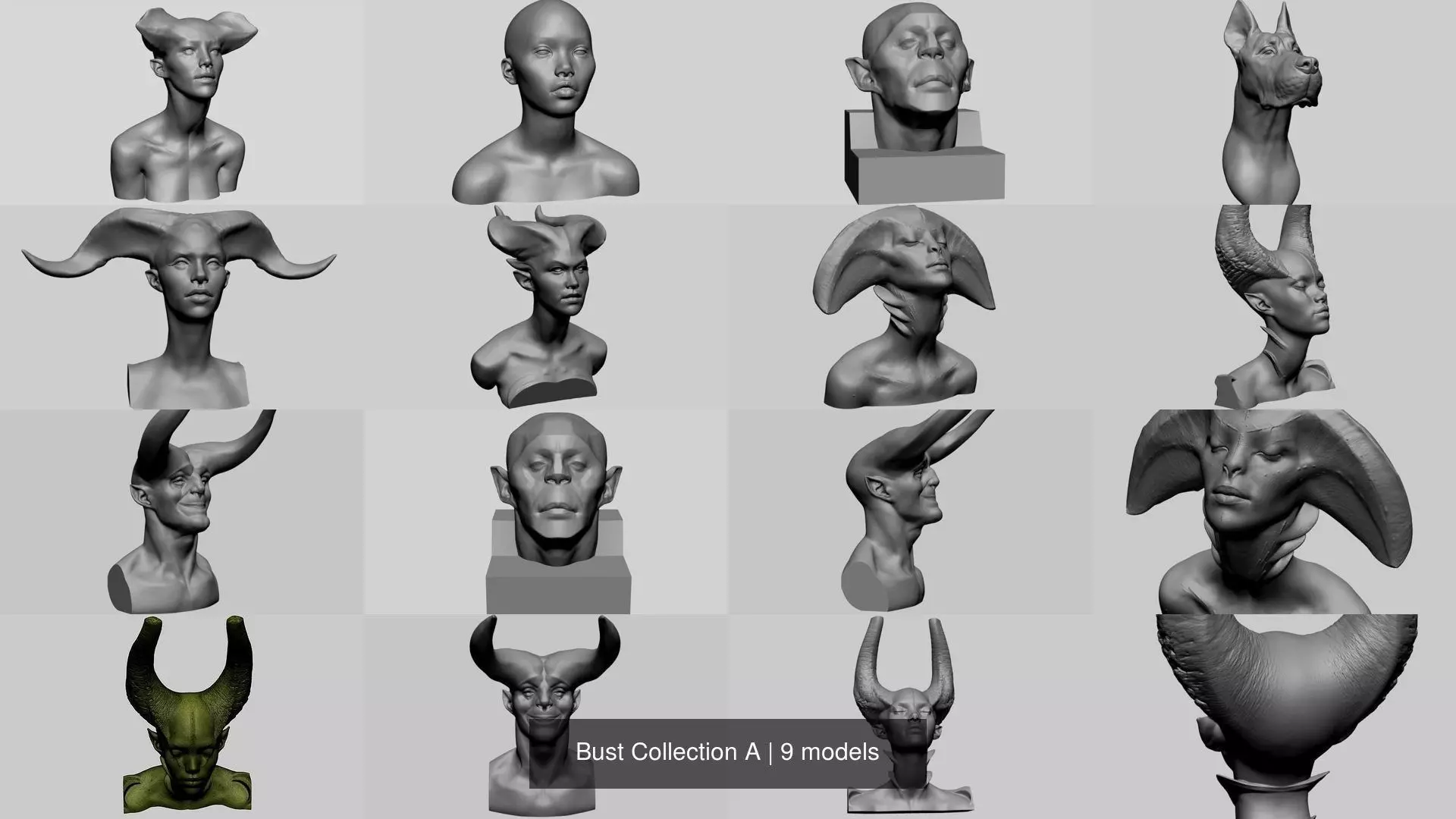 Bust Collection A head of woman with horns _0