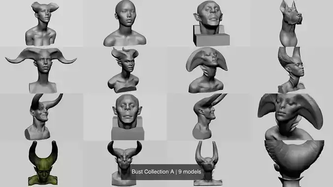 Bust Collection A head of woman with horns 