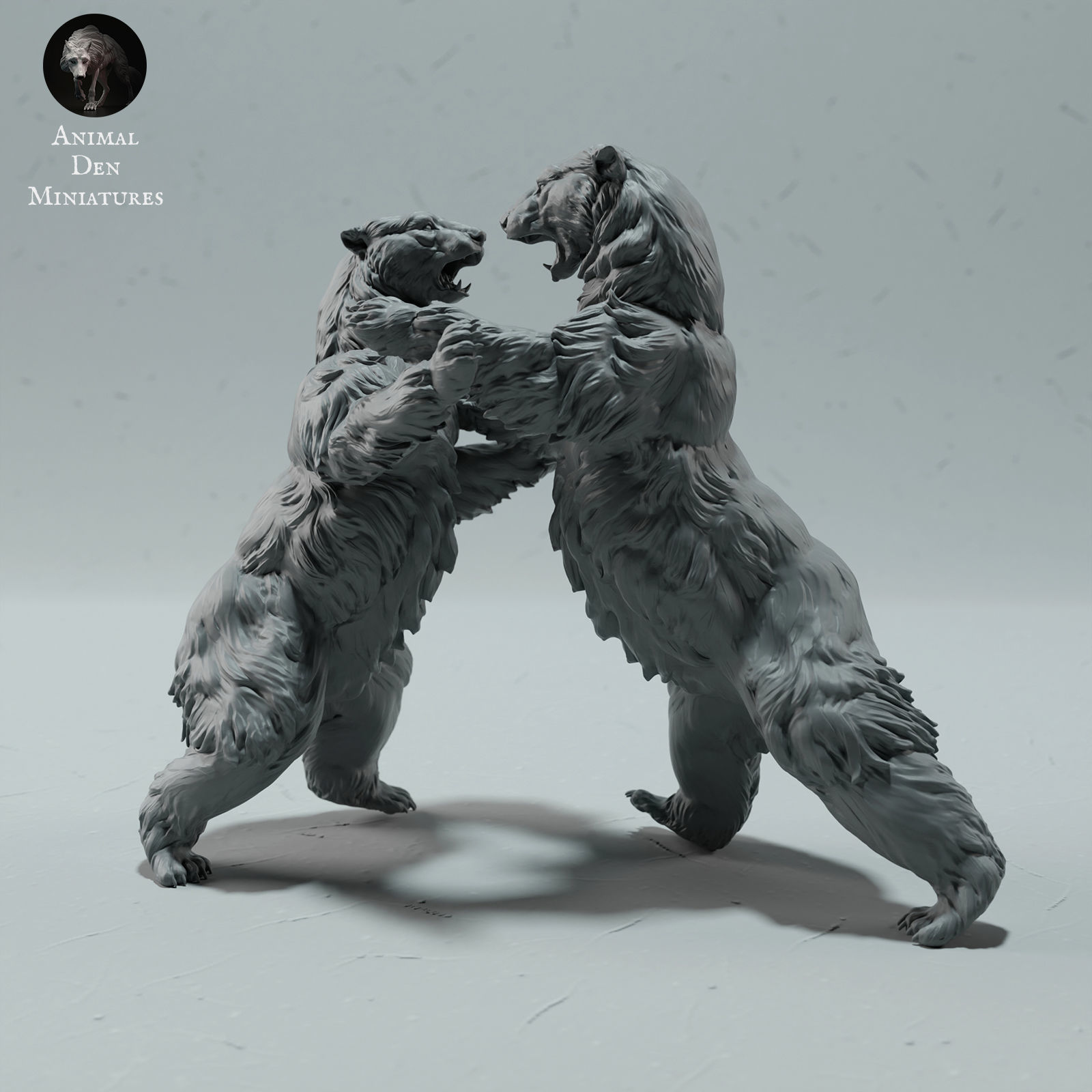 Polar Bears Fight 3D print model_4