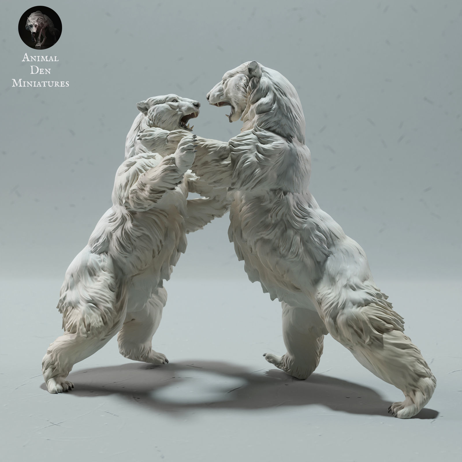 Polar Bears Fight 3D print model_1