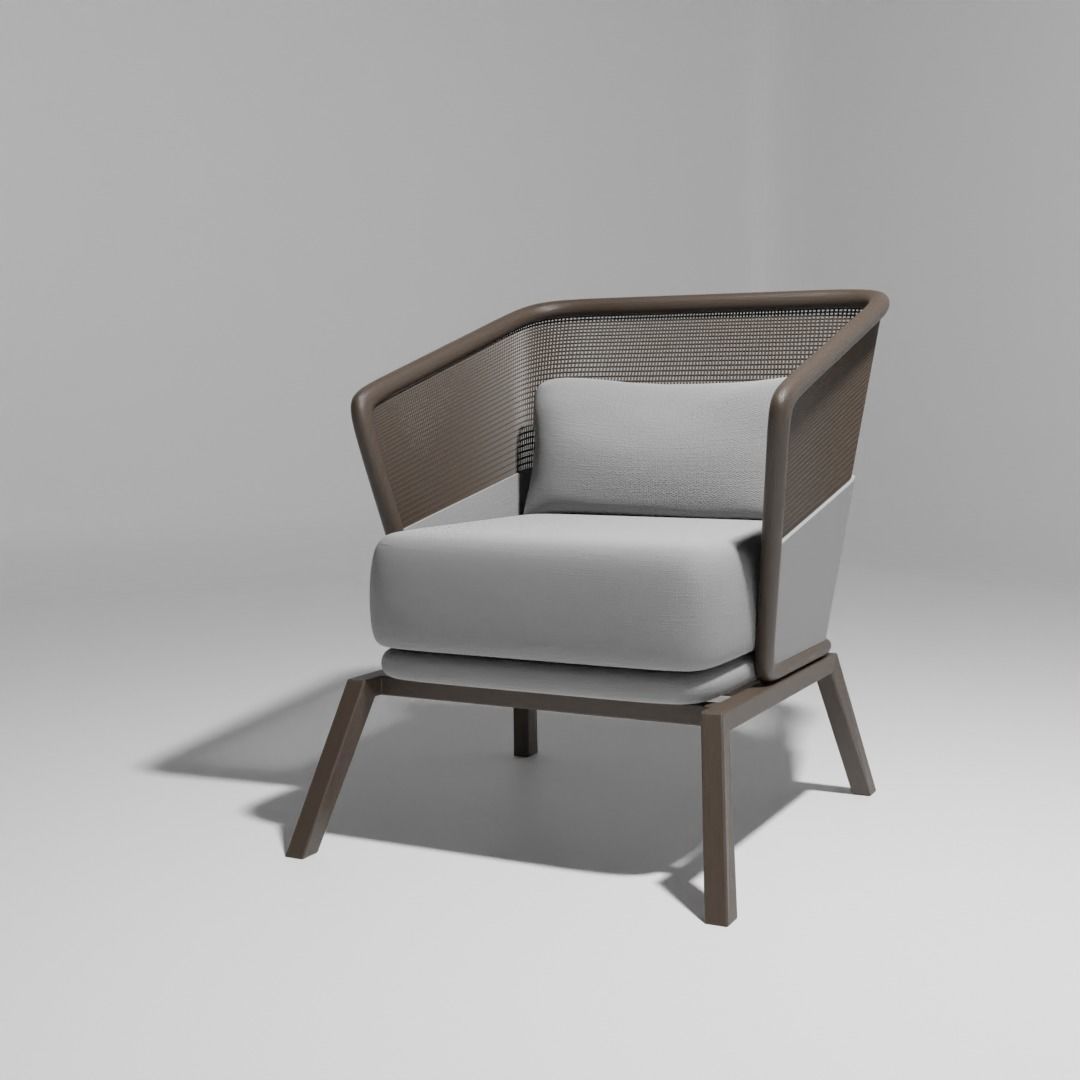 Modern Classic Wood Sofa Free low-poly 3D model_5