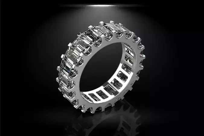 Emerald Cut Wedding Ring Three Sizes N70