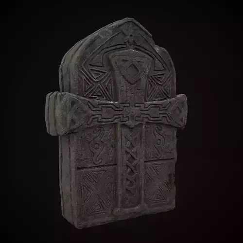 Knotted Engraved Cross Standard Gravestone Low-poly 3D model