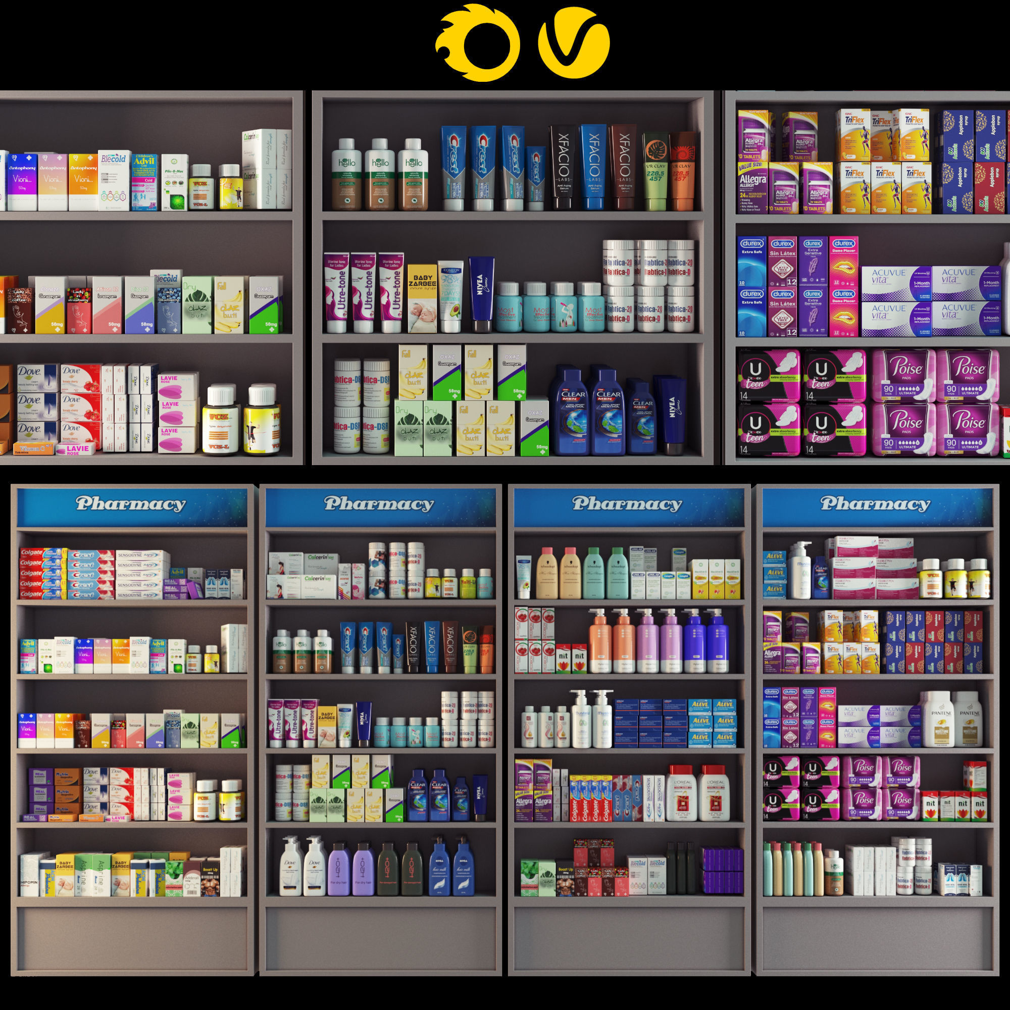 pharmacy showcase vol-01 Low-poly 3D model_1