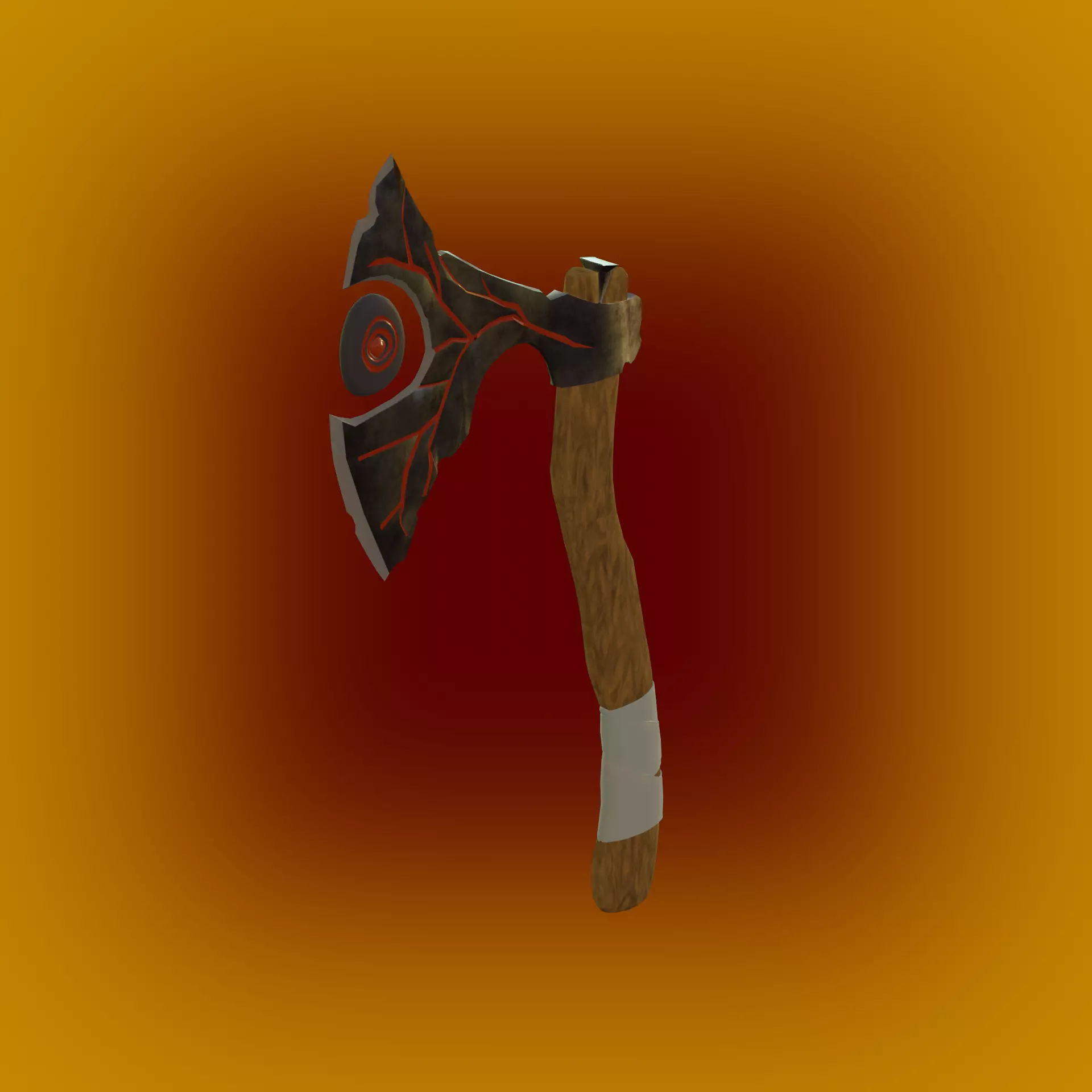 axe lava weapon low-poly ready for the game PBR  Low-poly 3D model_0